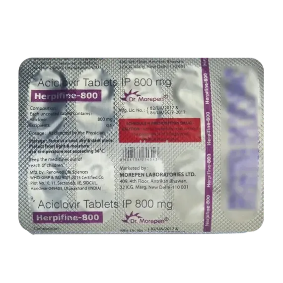 herpifine 800mg tablet 10's